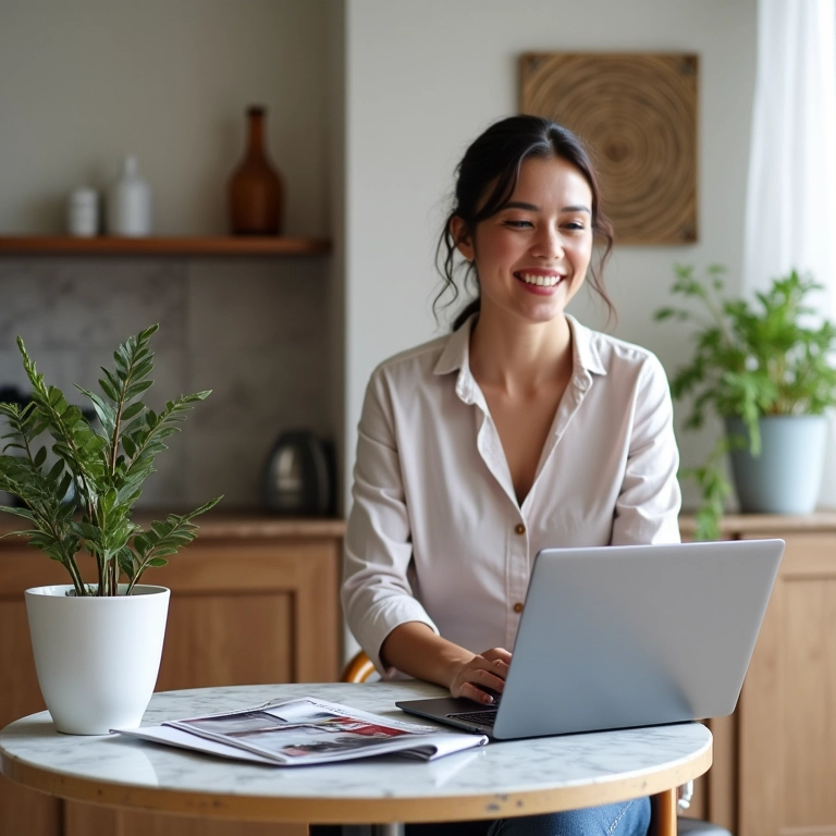 Mulher preenchendo cadastro MEI online, representando os requisitos para ser MEI.