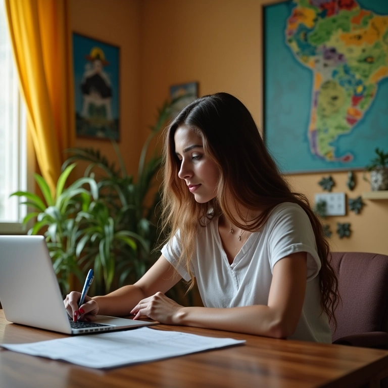 Mulher preenchendo formulário MEI online.