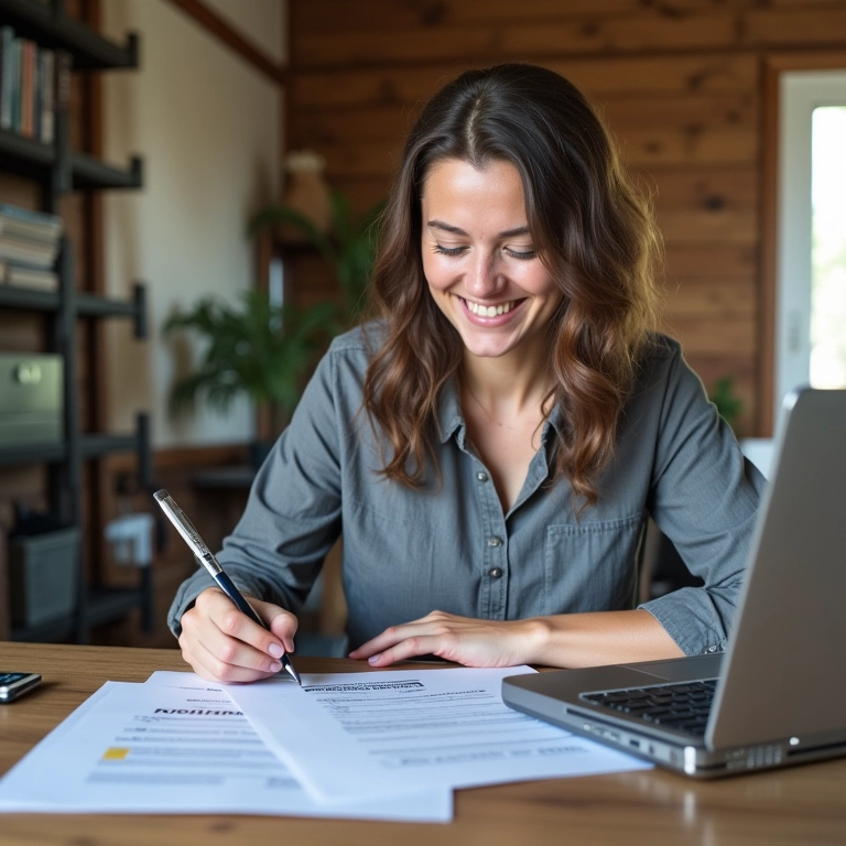 Mulher preenchendo formulário MEI.
