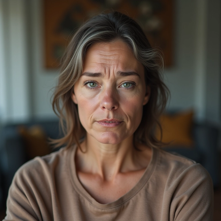 Mulher preocupada com a progressão do astigmatismo.