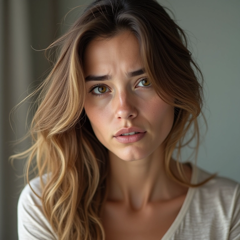 Mulher preocupada com o ressecamento dos cabelos após a lavagem.