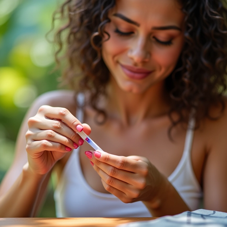 Mulher preparando as unhas com acessórios em cenário vibrante.