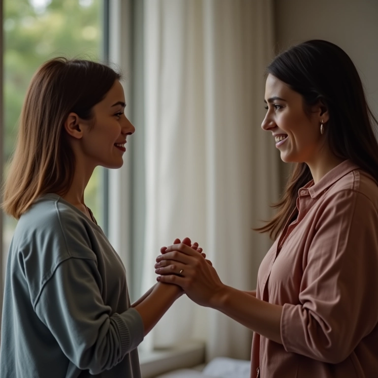 Mulher recebendo apoio de amiga, representando direito a alimentos (pensão) após separação.