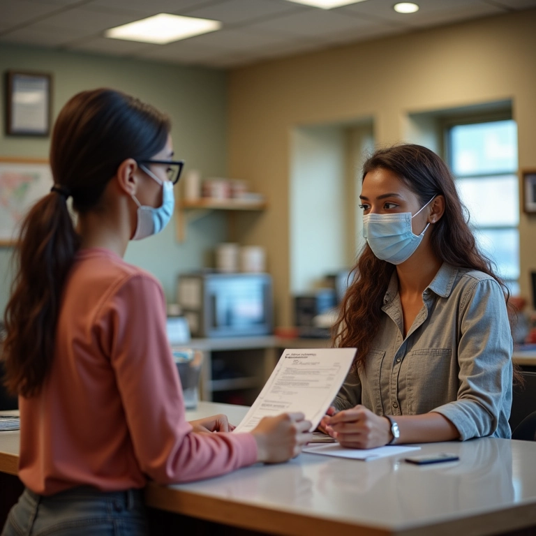 Mulher recebendo o CRV no balcão do Detran.