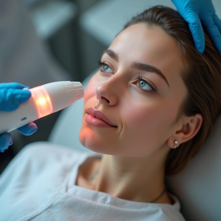 Mulher recebendo tratamento a laser para melasma.