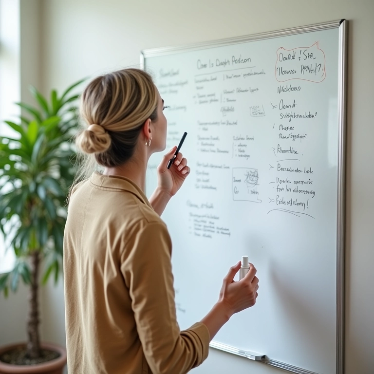 Mulher refletindo sobre PNL e suas aplicações.