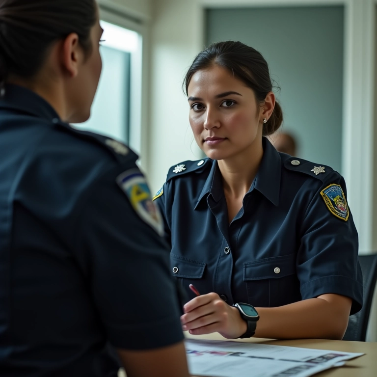 Mulher registrando boletim de ocorrência por perda de documentos.