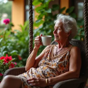 Mulher relaxando na varanda, planejando a aposentadoria MEI.