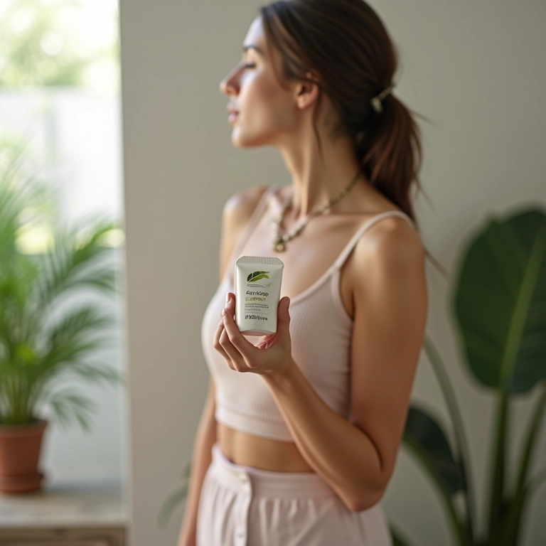 Mulher segurando shampoo detox capilar Needs.