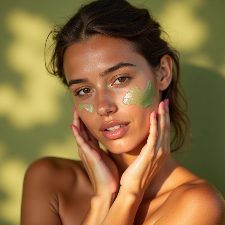 Mulher usando gel de babosa na pele.