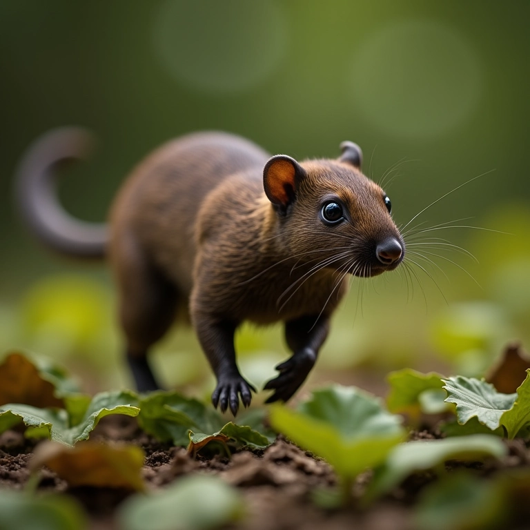 Musaranho-pigmeu correndo rapidamente.