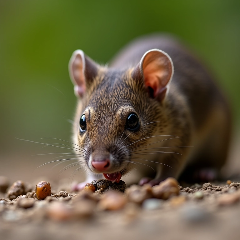 Musaranho-pigmeu se alimentando de pequenos insetos.