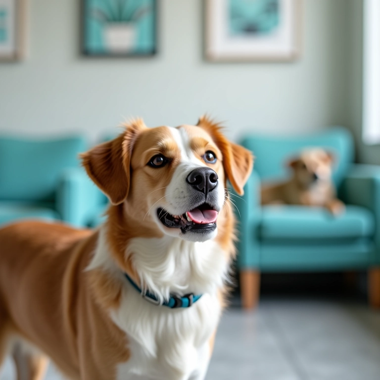 Música ambiente para acalmar animais em hospital veterinário.