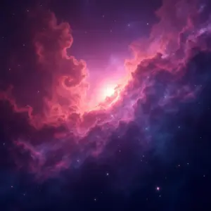 Nebulosa colorida representando a vastidão de uma galáxia.