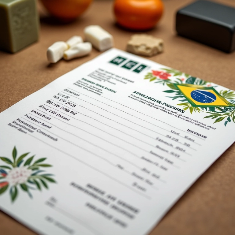 Nota fiscal de MEI com design atraente e fundo de sabonetes artesanais.