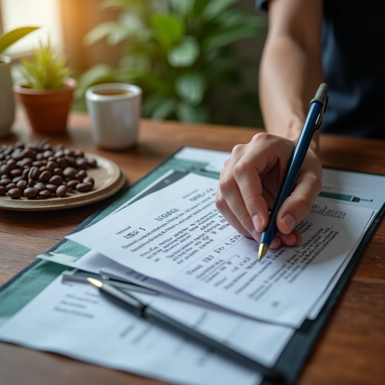 Obrigações do MEI sendo revisadas em um tablet, com documentos financeiros sobre a mesa.