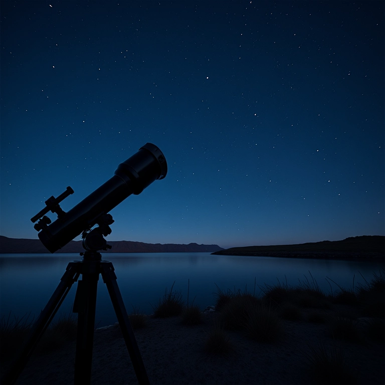 Observatório astronômico com um telescópio apontado para o céu noturno, destacando a importância da observação.