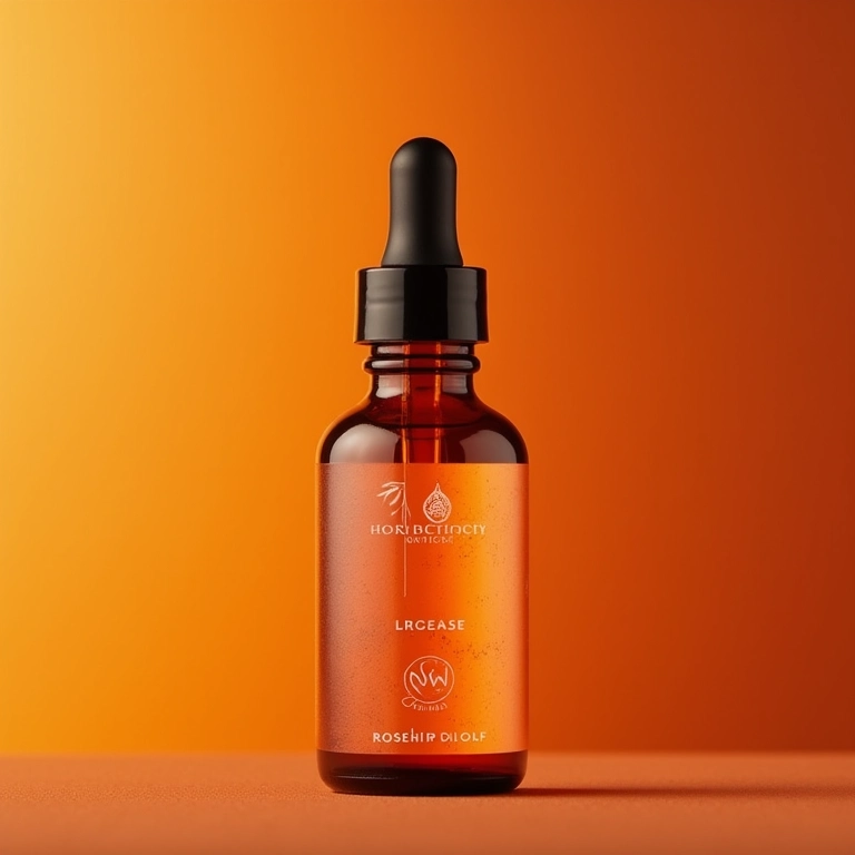 Óleo de rosa mosqueta Needs: frasco e textura para tratamento de cicatrizes.