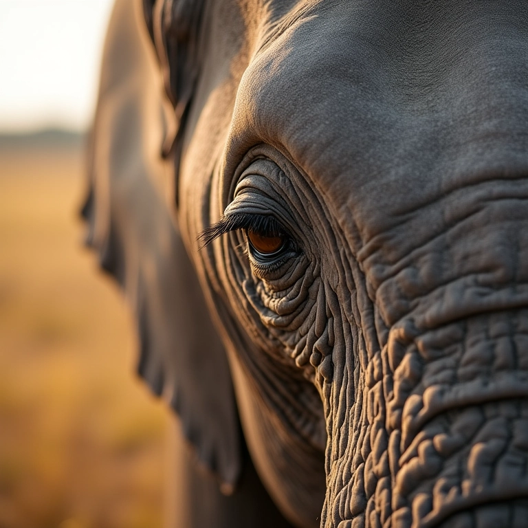 Olho de elefante, simbolizando memória e inteligência emocional.