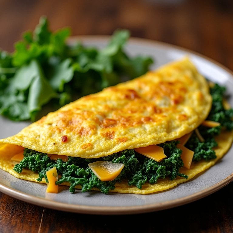 Omelete de couve com queijo, low carb e proteico.
