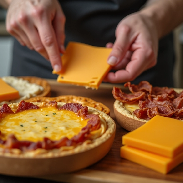 Opções de queijo para personalizar seu molho de queijo com bacon caseiro.