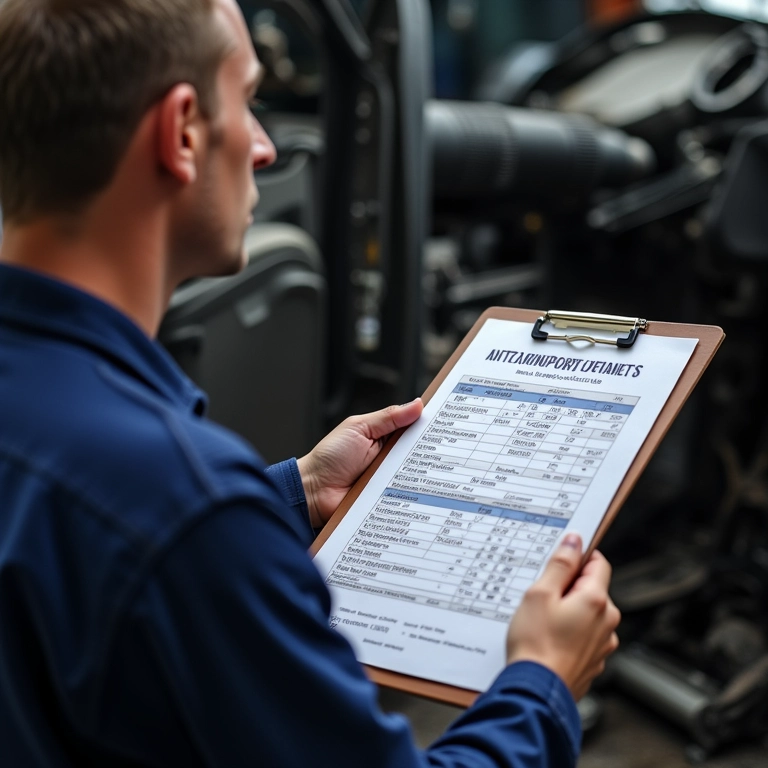 Orçamento detalhado de reparo em uma prancheta.