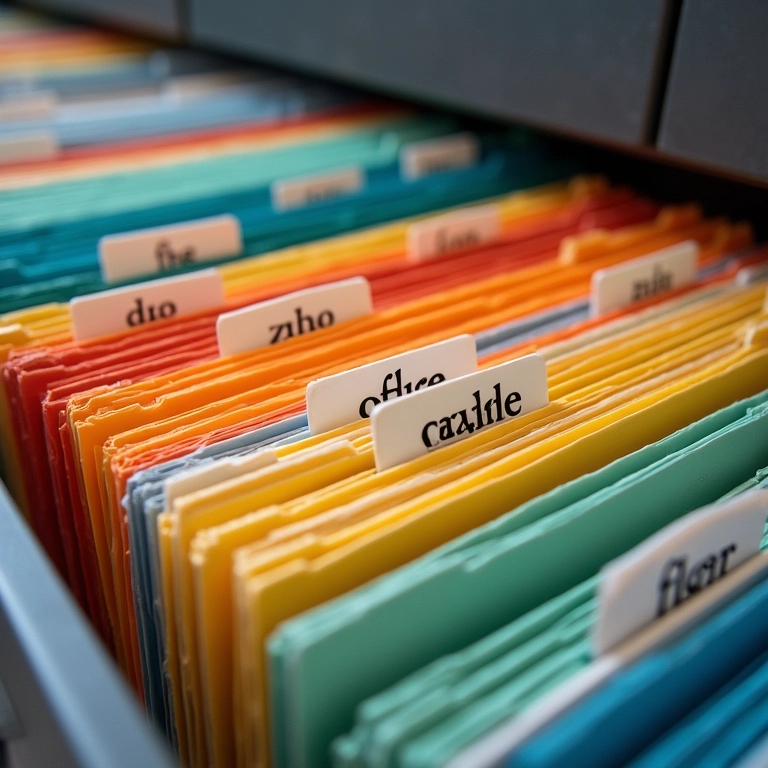 Organização de documentos financeiros da empresa.