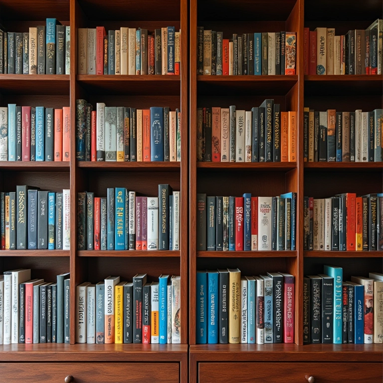 Organização impecável em uma biblioteca particular.