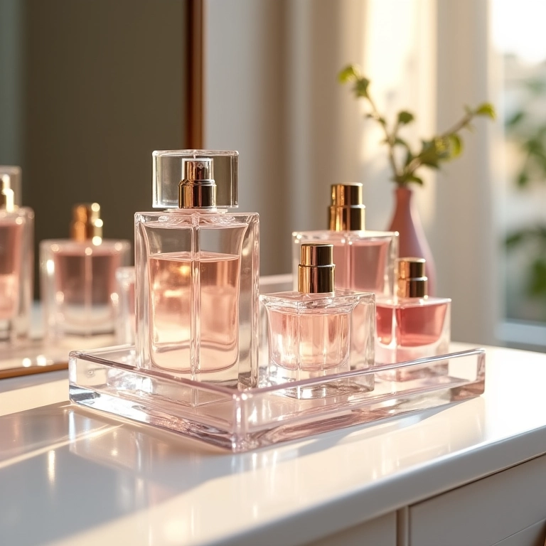 Organizador de perfumes de acrílico.