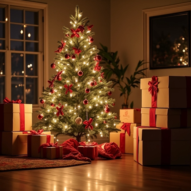 Organizando a decoração de Natal após as festas em uma casa brasileira.