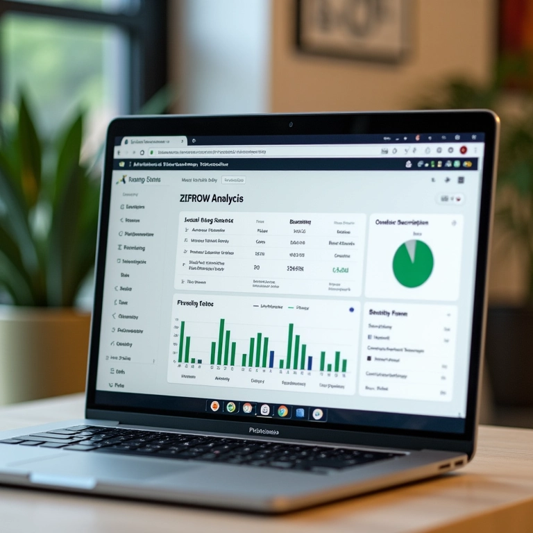 Otimização SEO de descrições de produtos em tela de laptop.