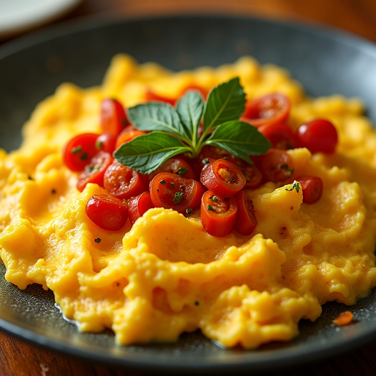 Ovos mexidos picantes com pimenta e queijo coalho.