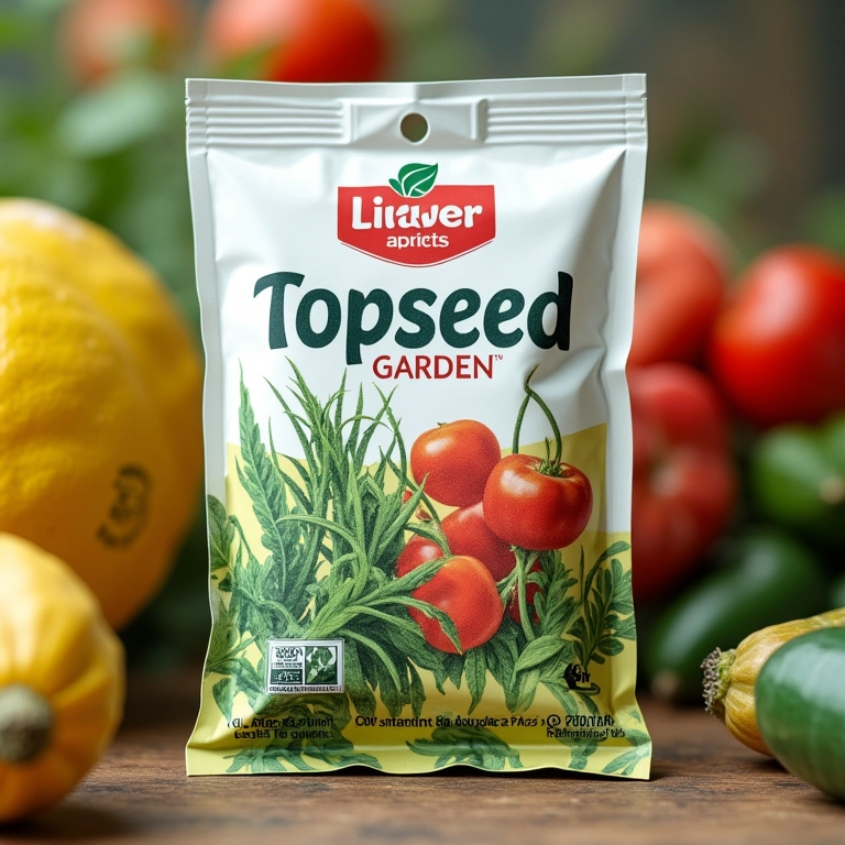 Pacote de sementes Topseed Garden em close-up.