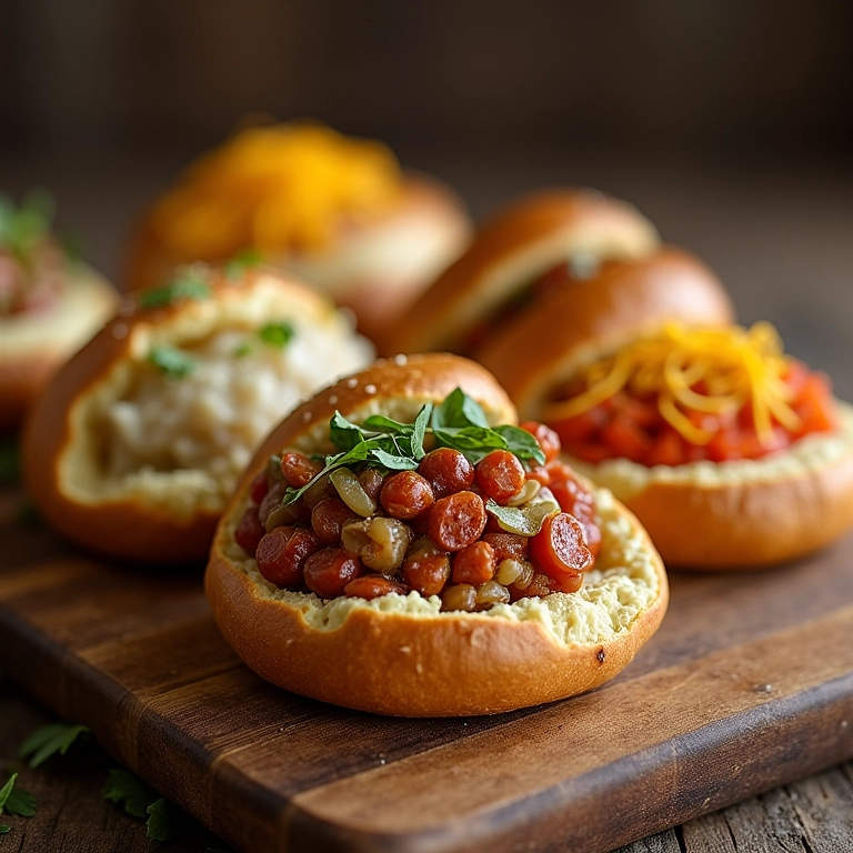 Pães recheados veganos com diversos recheios.
