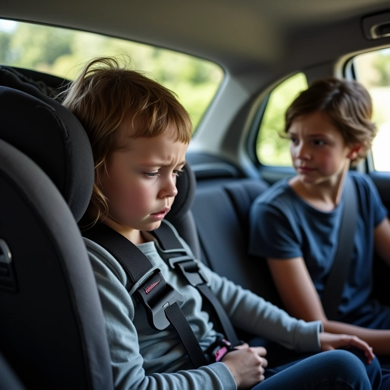 Pai tentando instalar cadeirinha ISOFIX, ilustrando problemas de encaixe.