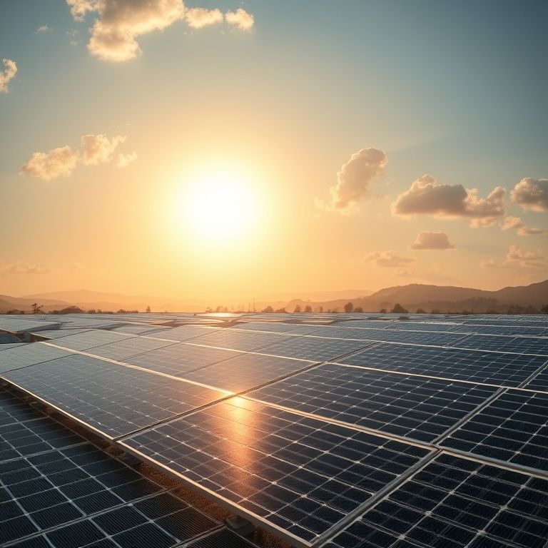 Painéis solares coletando energia do sol em paisagem brasileira.