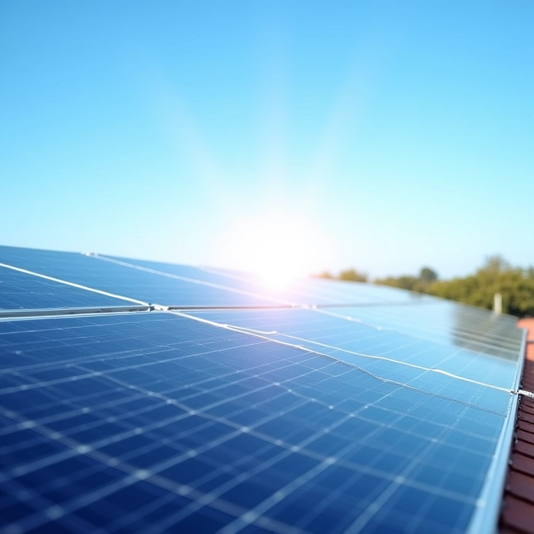Painéis solares no telhado de uma casa.