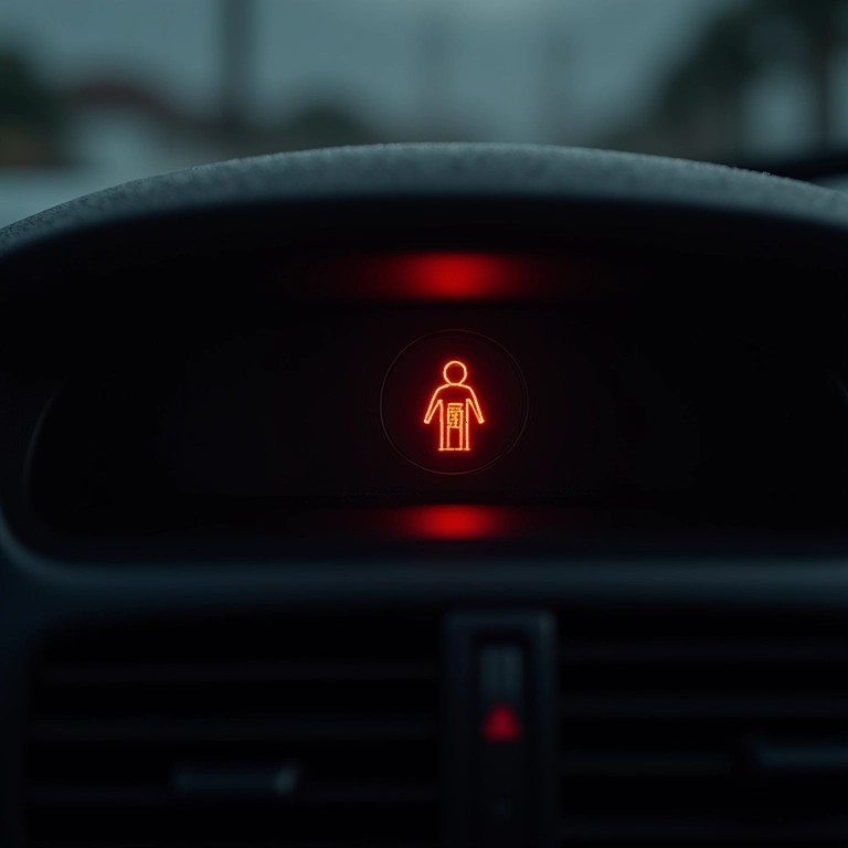 Painel de carro com luz de alerta do freio de mão acesa.