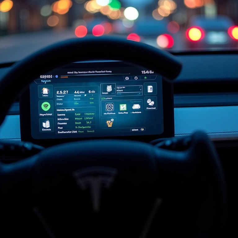 Painel de carro elétrico com software avançado.