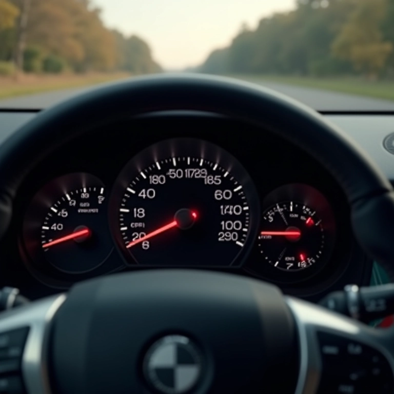 Painel de carro mostrando baixa velocidade e dificuldade de aceleração.