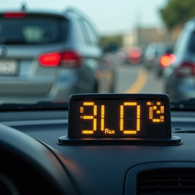 Painel de carro mostrando preço de combustível muito barato.