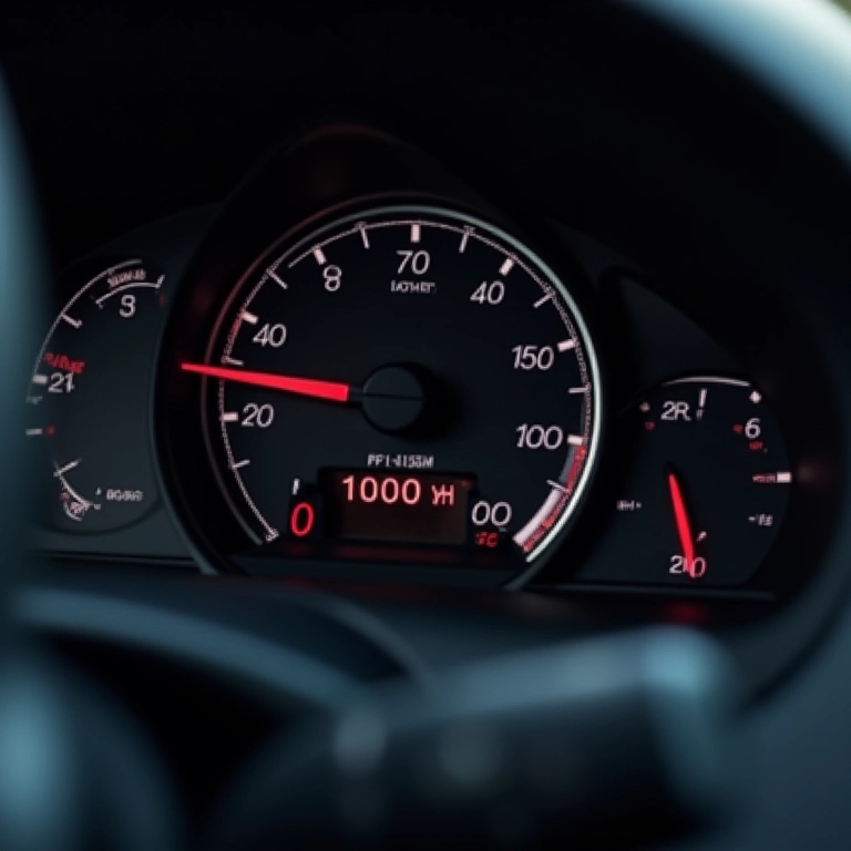 Painel de um carro novo mostrando a quilometragem ideal para a primeira revisão: 1000 km.