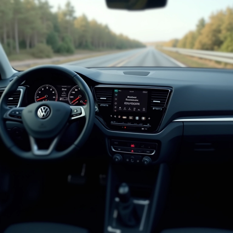 Painel de um Volkswagen T-Cross com freio de mão eletrônico.