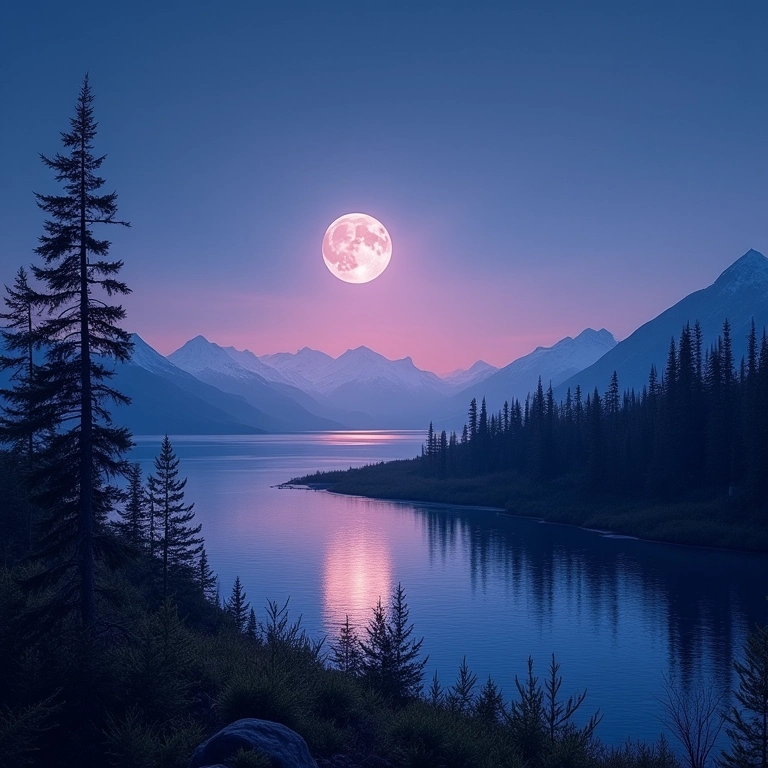 Paisagem selvagem do Alasca com sol da meia-noite