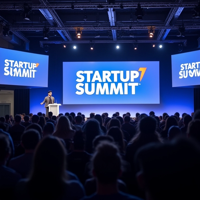 Palestrantes e público engajado no Startup Summit.