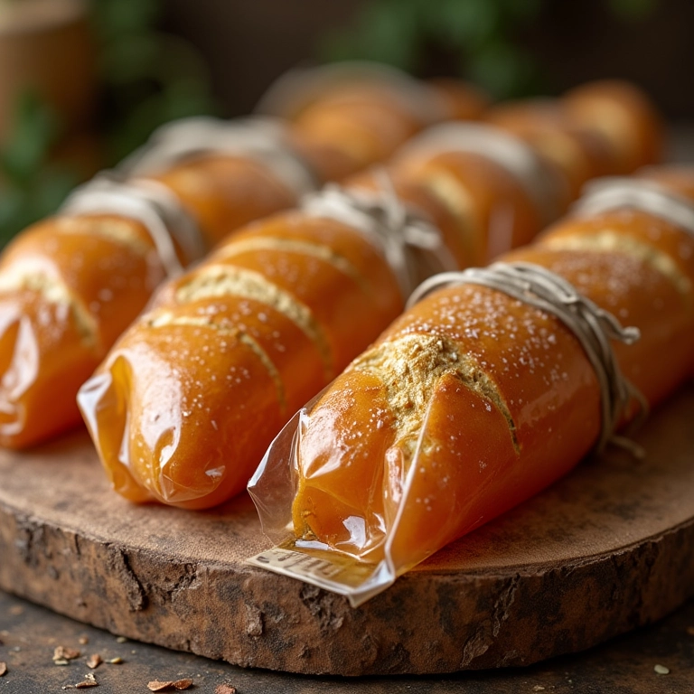 Pão de mel caseiro para vender, embalagem rústica.