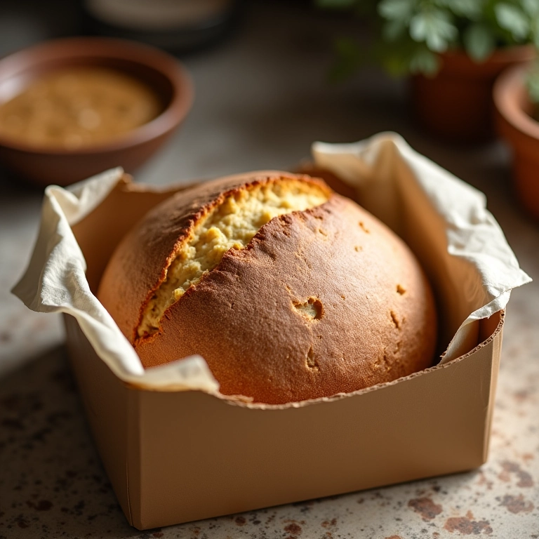 Pão integral armazenado em uma caixa de pão, mostrando a forma correta de conservação.