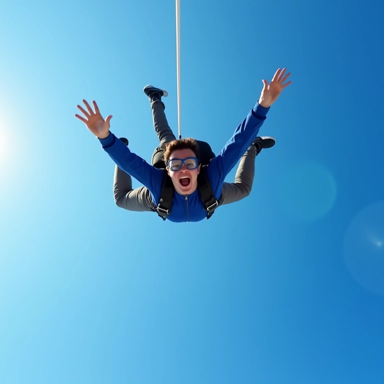 Paraquedistas em queda livre, experimentando a aceleração constante da gravidade.