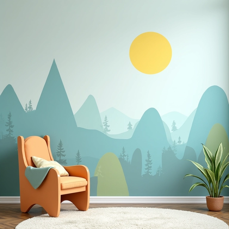 Parede com tinta lavável Suvinil em quarto infantil com tema de aventura.