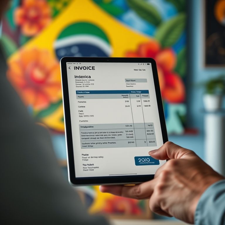 Passo a passo da emissão de notas fiscais em um tablet.